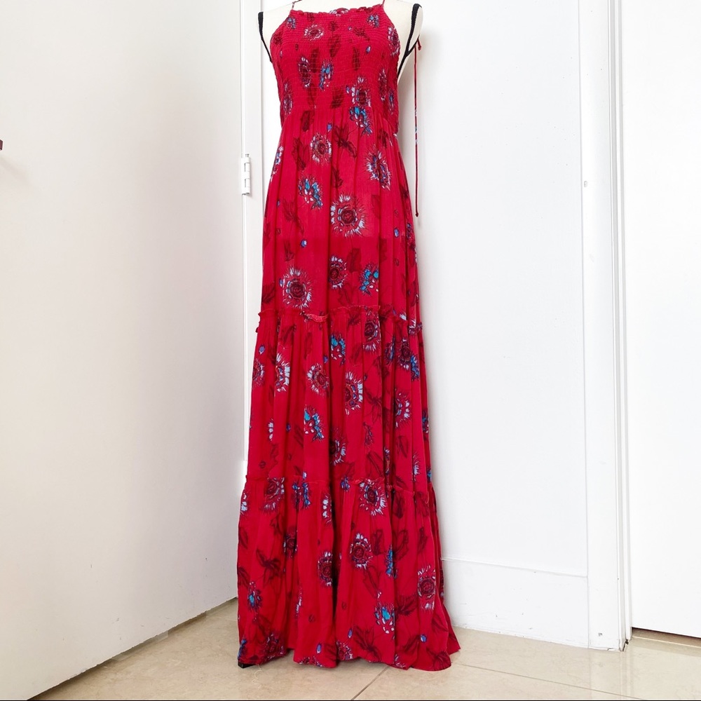 Free People Red Tiered Maxi Dress